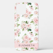 Coques Case-Mate iPhone Fleurs roses, Roses, Fleurs Aquarelles, Votre Nom (Verso)