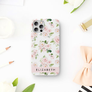 Case-Mate iPhone Case Fleurs roses, Roses, Fleurs Aquarelles, Votre Nom