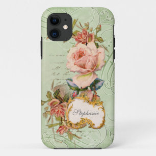 Coque iPhone 11 Fleurs roses roses roses vintages et baroques