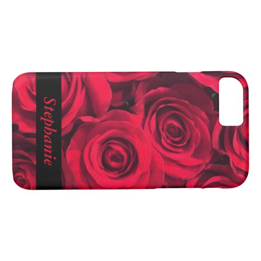 Coques Case-Mate iPhone Fleurs roses rouge-foncé personnalisées (Dos (Horizontal))