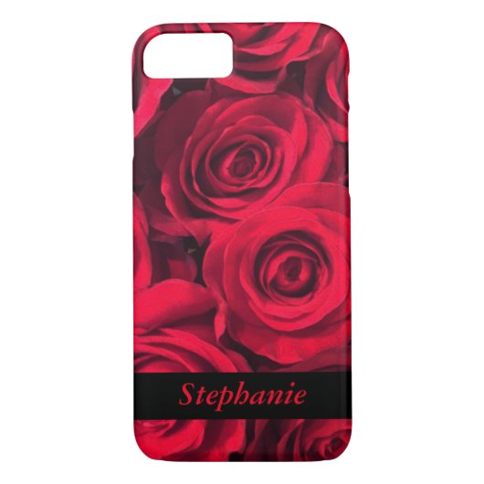 Coques Case-Mate iPhone Fleurs roses rouge-foncé personnalisées (Dos)