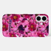 Coques Case-Mate iPhone Fleurs roses rouges en verre coloré (Verso (horizontal))