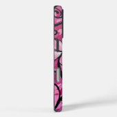Coques Case-Mate iPhone Fleurs roses sculptées sur défilement noir (Verso / Droite)