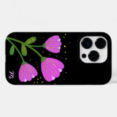 Coques Case-Mate iPhone Fleurs roses sur boîtier de téléphone noir (Verso (horizontal))