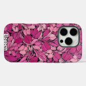Coques Case-Mate iPhone Fleurs roses texturées sur vignes noires (Verso (horizontal))