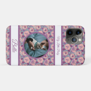 Case-Mate iPhone Case Fleurs roses violettes & bannières avec nom/phrase