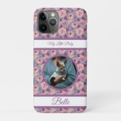 Coques Case-Mate iPhone Fleurs roses violettes & bannières avec nom/phrase (Dos)