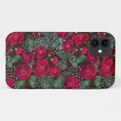 Coques Case-Mate iPhone Fleurs rouges, aquarelle motifs floraux. (Dos (Horizontal))