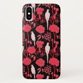 COQUES Case-Mate iPhone FLEURS ROUGES ART DÉCO, PIROTS BLANCS EN NOIR (Dos)