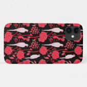 COQUES Case-Mate iPhone FLEURS ROUGES ART DÉCO, PIROTS BLANCS EN NOIR (Dos (Horizontal))