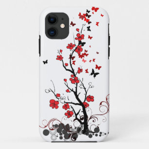 Coques Pour iPhone Fleurs rouges et noires