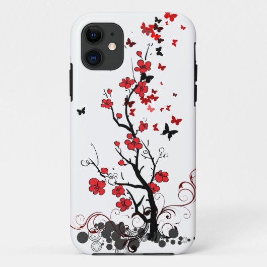 Coques Case-Mate iPhone Fleurs rouges et noires (Dos)