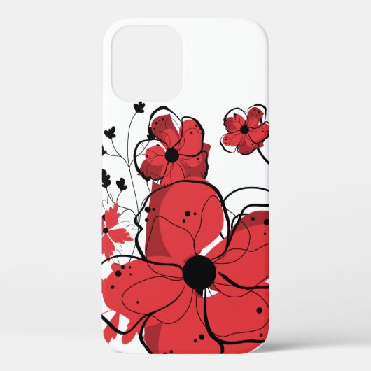 Coques Case-Mate iPhone Fleurs rouges et noires Girly modernes (Verso)