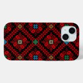 Coques Case-Mate iPhone Fleurs rouges Palestine Broderie tatreez Motif (Verso (horizontal))