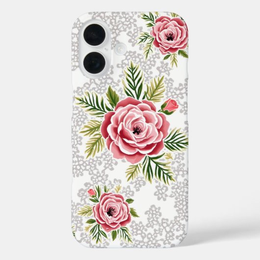 Coques Case-Mate iPhone Fleurs rouges sur Arrière - plan dentelé (Verso)