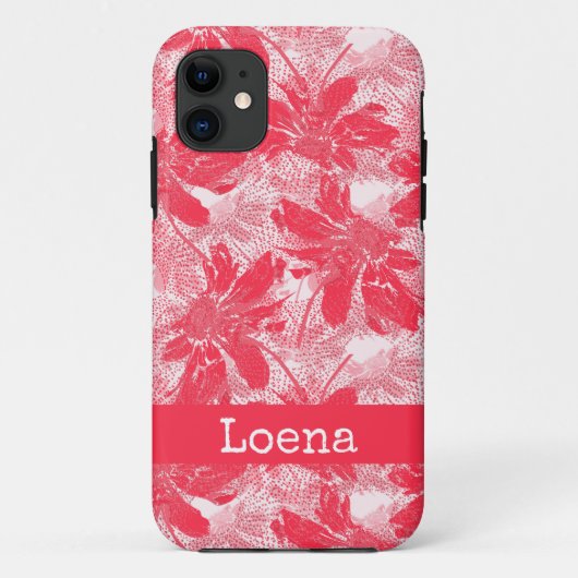 Coques Case-Mate iPhone Fleurs rouges sur blanc. (Dos)