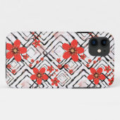 Coques Case-Mate iPhone Fleurs rouges sur fond blanc et noir. (Dos (Horizontal))