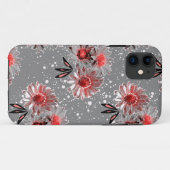 Coques Case-Mate iPhone Fleurs rouges sur gris (Dos (Horizontal))