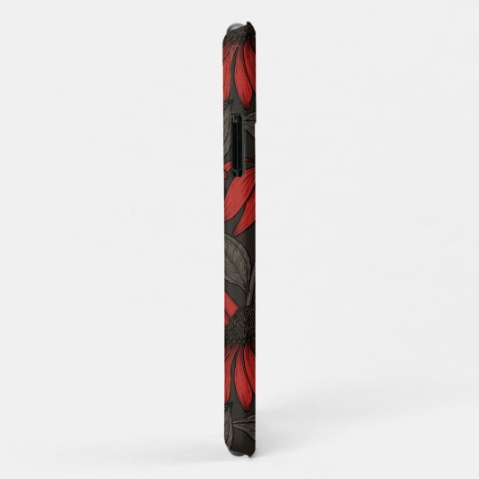 Coques Case-Mate iPhone Fleurs rouges sur marron (Dos/Droite)