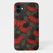 Coques Case-Mate iPhone Fleurs rouges sur marron (Dos)