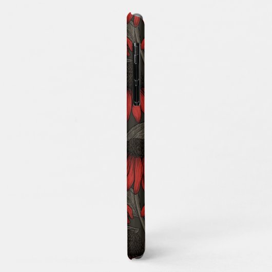 Coques Case-Mate iPhone Fleurs rouges sur marron (Dos/Gauche)