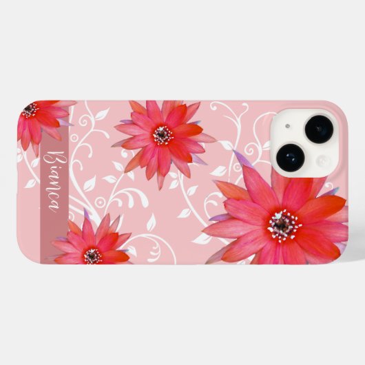 Coques Case-Mate iPhone Fleurs rouges Whimsical Feuilles Tourbillonnant Aj (Verso (horizontal))