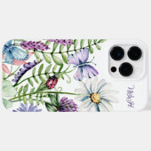 Coques Case-Mate iPhone Fleurs sauvages avec monogramme de papillon (Verso (horizontal))