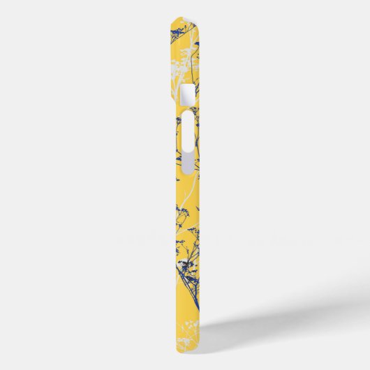 Coques Case-Mate iPhone Fleurs sauvages bleus Abstraits modernes sur Jaune (Verso / Gauche)