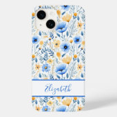 Coques Case-Mate iPhone Fleurs sauvages boho Monogram Bleu Jaune Floral (Verso)