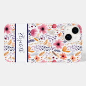 Coques Case-Mate iPhone Fleurs sauvages Boho Monogramme Rose Violet Orange (Verso (horizontal))