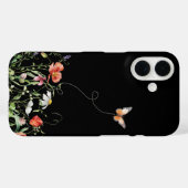 Coques Case-Mate iPhone Fleurs sauvages et papillon en noir (Verso (horizontal))