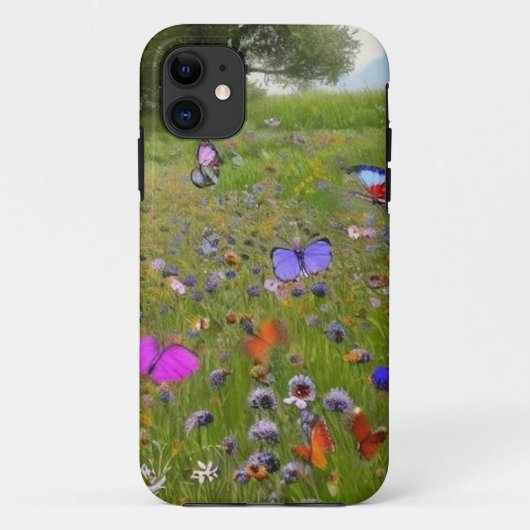 Coques Case-Mate iPhone Fleurs sauvages et papillons dans le pays (Dos)