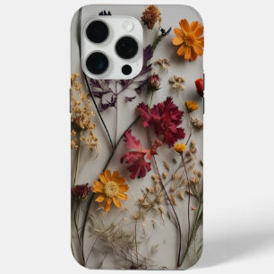 Coque iPhone 15 Pro Max Fleurs sauvages habillés avec Arrière - plan blanc