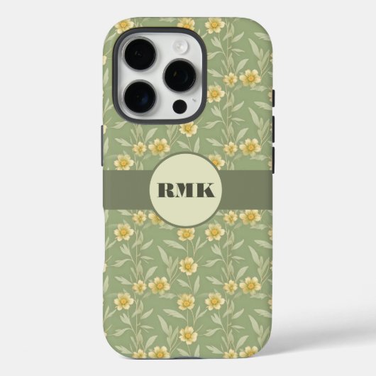 Coques Case-Mate iPhone Fleurs sauvages jaunes sur vert (Verso)