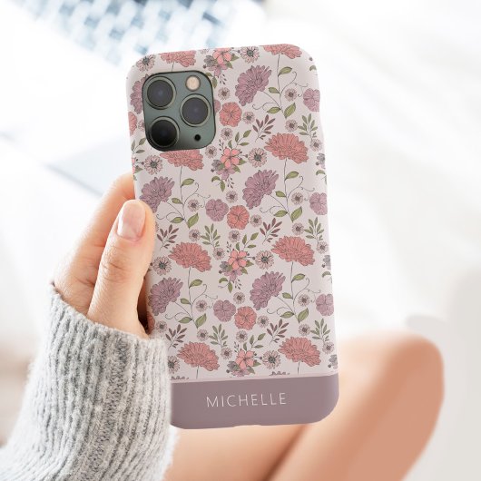 Coques Case-Mate iPhone Fleurs sauvages Personnalisées avec le nom Floral