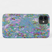 Coques Case-Mate iPhone Fleurs sauvages rétro violet, vert et bleu sur ros (Dos (Horizontal))