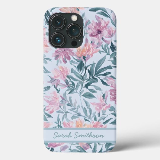 Coques Case-Mate iPhone Fleurs sauvages roses Baby Blue Pastel Fleurs Moti (Verso)