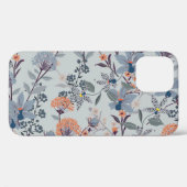 Coques Case-Mate iPhone Fleurs sauvages sur bleu, motif botanique. (Verso (horizontal))