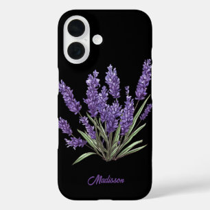 Coques iPhone 16 Fleurs sauvages violettes modernes Nom personnalis