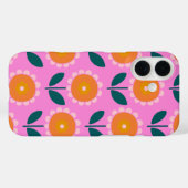 Coques Case-Mate iPhone Fleurs scandinaves mignonnes en rose et orange (Verso (horizontal))