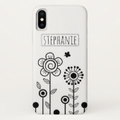 Coques Case-Mate iPhone Fleurs simples noires, blanches et de nom (Dos)