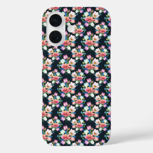 Coques iPhone 16 Fleurs Sur Noir