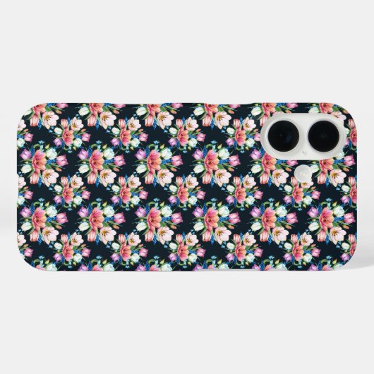 Coques Case-Mate iPhone Fleurs Sur Noir (Verso (horizontal))