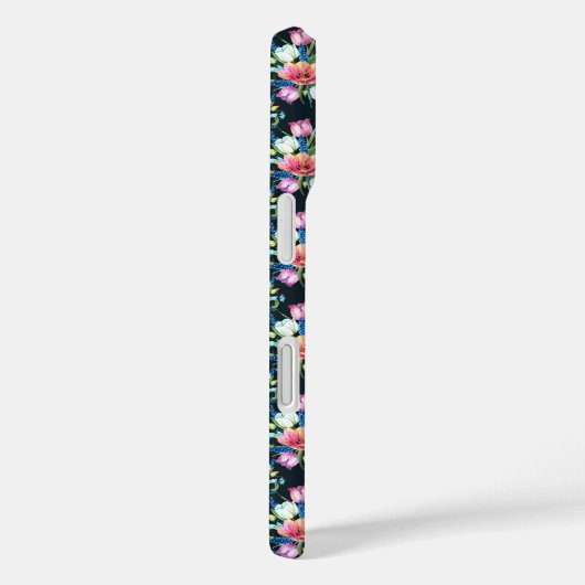 Coques Case-Mate iPhone Fleurs Sur Noir (Verso / Droite)