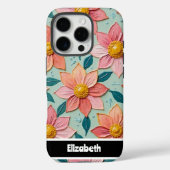 Coques Case-Mate iPhone Fleurs texturées personnalisables Couverture télép (Verso)