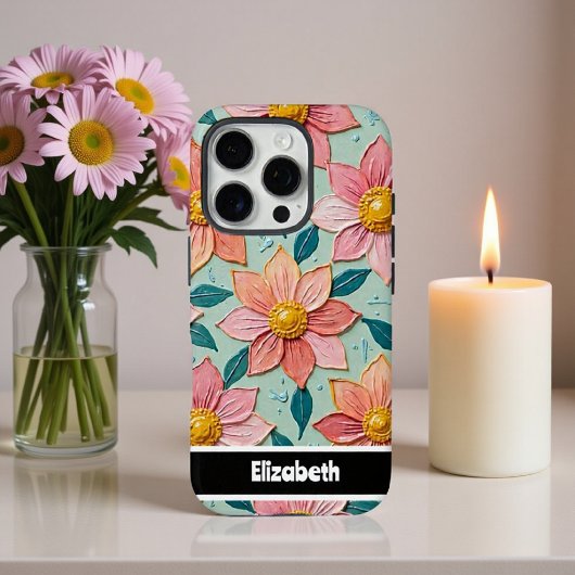 Coques Case-Mate iPhone Fleurs texturées personnalisables Couverture télép