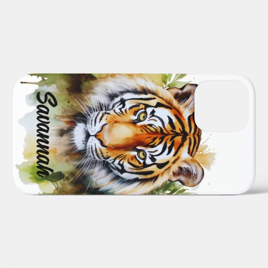 Coques Case-Mate iPhone Fleurs Tiger Pastel Safari Aquarelle Savannah (Verso (horizontal))