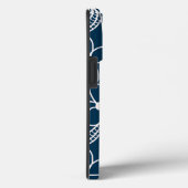 Coques Case-Mate iPhone Fleurs tropicales bleu foncé et blanc (Verso / Droite)