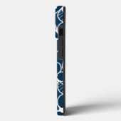 Coques Case-Mate iPhone Fleurs tropicales bleu foncé et blanc (Verso / Gauche)