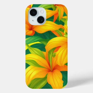 Coque Pour iPhone 15 Fleurs tropicales colorées Téléphone